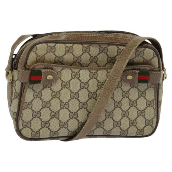 GUCCI GG Supreme Web Sherry Line Bag Pvc Beige Gold 904 02 049 - Picture 1 of 16